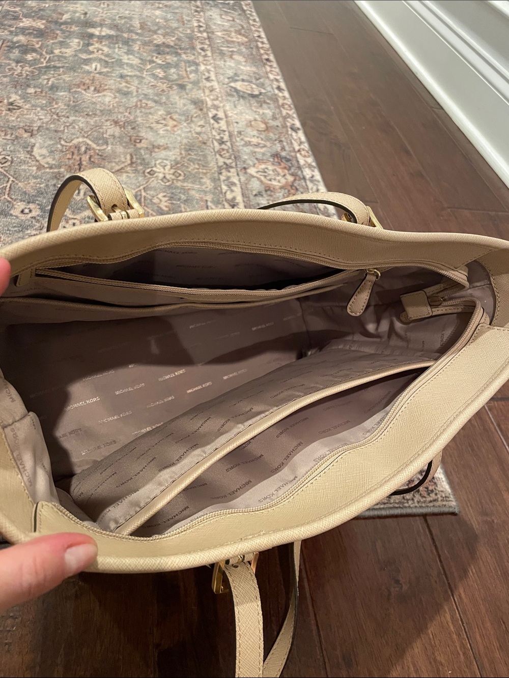 Michael Kors Beige Saffiano Tote with Gold Hardware - Picture 3 of 4
